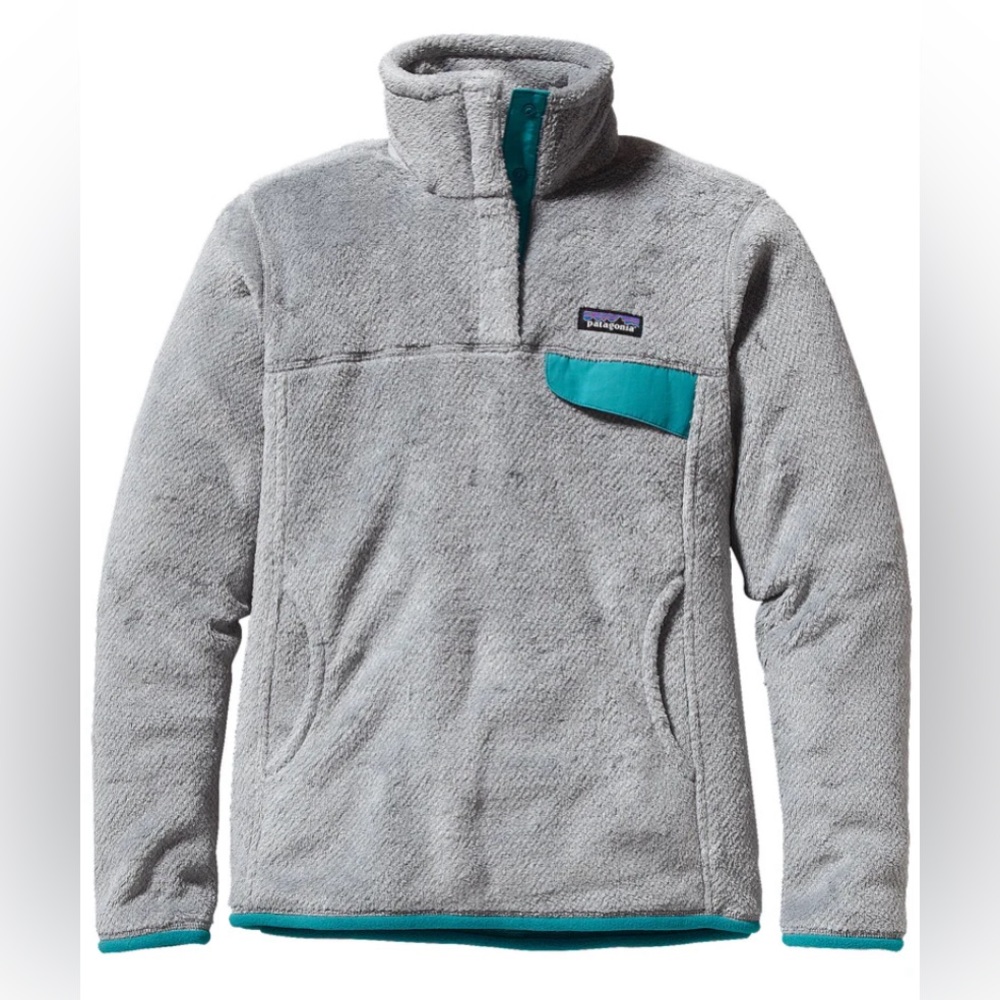 Patagonia re-tool snap-t pullover grey and teal size small great condition